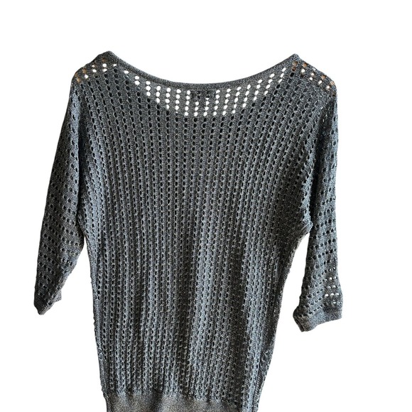 Express Knit Top Dolman Sleeve Metallic Gray Sweater Open Weave XS NWOT Sheer - Picture 4 of 9